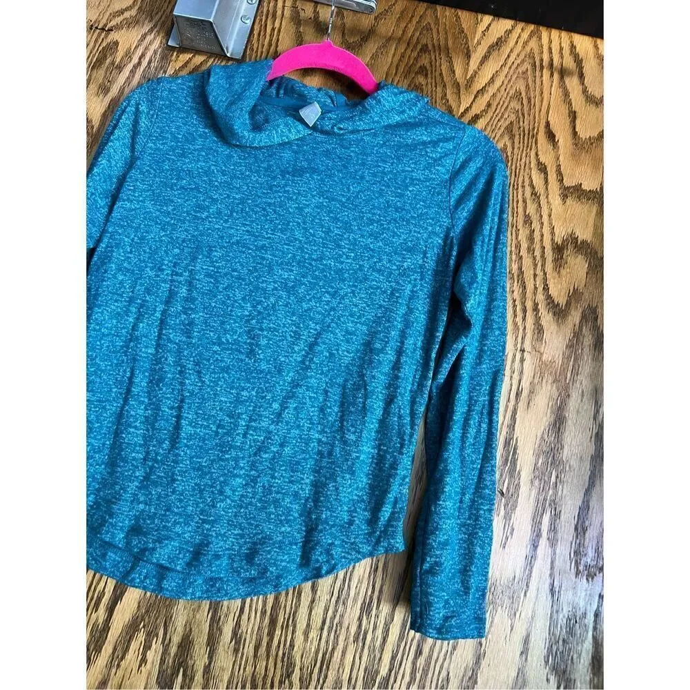 Athleta Girl All You Got Top Billard Teal Hooded Top Girls Size Large/12